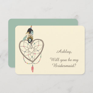 Invitation Bridesmaid Dreamcatcher en plumes turquoises