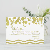 Invitation Bridesmaid Gold Confetti et Chevron (Debout devant)