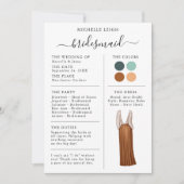 Invitation Bridesmaid Info Card Détails Turquoise, Terracotta (Devant)