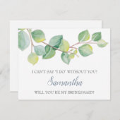 Invitation BRIDESMAID PROPOSAL card, Eucalyptus vert (Devant / Derrière)