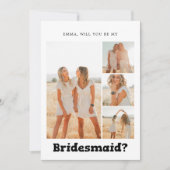 Invitation Bridesmaid Proposition Bold Collage photo jouée (Devant)