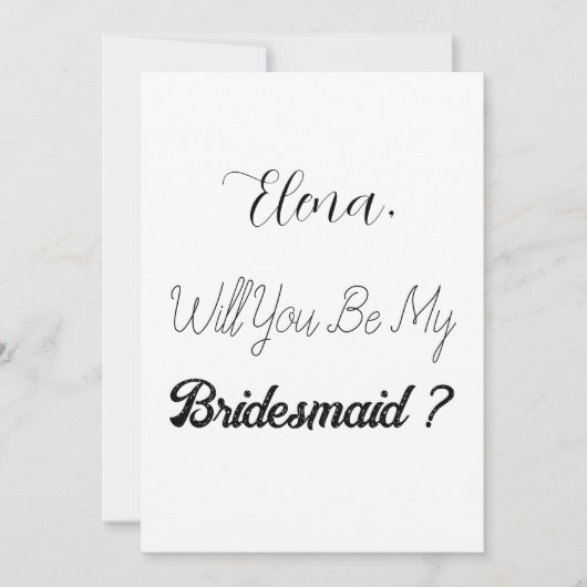 Invitation Bridesmaid Proposition Élégante Simple Mariage ten (Devant)