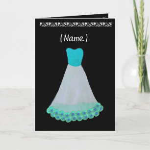 Invitation Bridesmaid TURQUOISE & Gown BLANC & Flown Trim