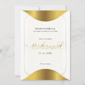 Invitation Bridesmaid Typographie or moderne frontière or Inv (Devant)