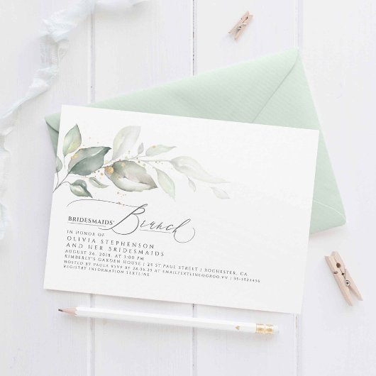Invitation Bridesmaids Brunch Dreamy Greenery Fête des mariée