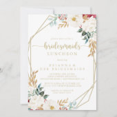 Invitation Bridesmaids Floral Or Classique Luncheon Douche (Devant)