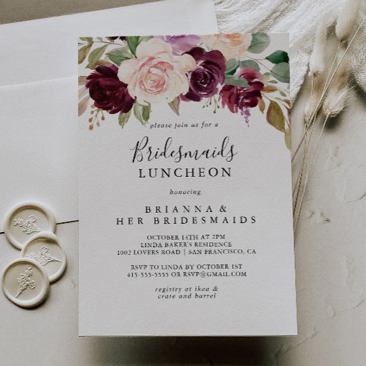 Invitation Bridesmaids Floral Rustique Luncheon Douche