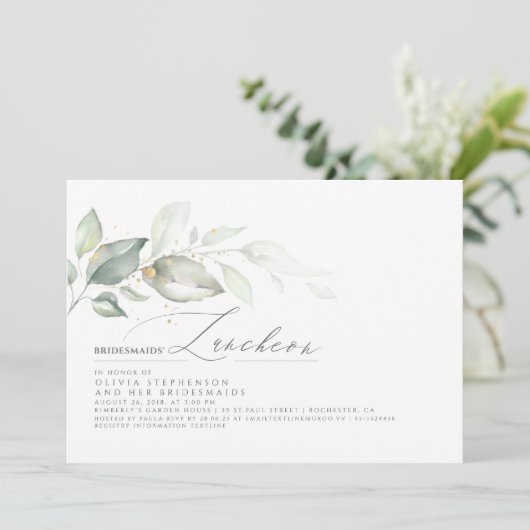 Invitation Bridesmaids Luncheon Dreamy Greenery Fête des mari (Debout devant)