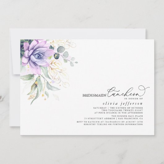 Invitation Bridesmaids Luncheon Succulents Fête des mariées I (Devant)