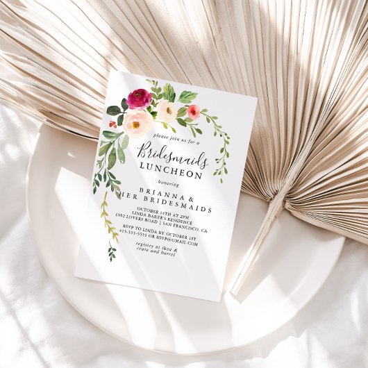 Invitation Bridesmaids rose verdoyant Luncheon Douche