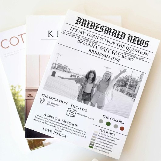 Invitation Bridesmais, journal de proposition+Bridesmaid