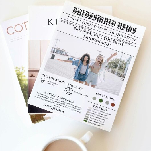 Invitation Bridesmais, journal de proposition+Bridesmaid