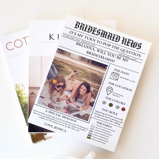 Invitation Bridesmais, journal de proposition+Bridesmaid