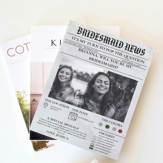 Invitation Bridesmais, journal de proposition+Bridesmaid