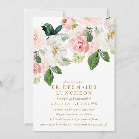 Invitation Bridesmaitres de Bouquet moderne Blush Mariage de (Devant)