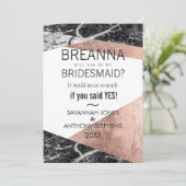 Invitation Bridesmaitres Roses modernes en or et marbre (Debout devant)