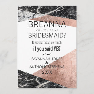 Invitation Bridesmaitres Roses modernes en or et marbre