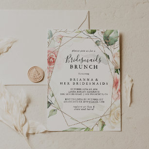 Invitation Bridesmaitres vert or géométrique Brunch Douche