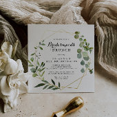 Invitation Bridesservatrices Tropicales d'Or Géométrique Brun