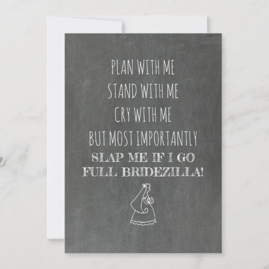 Invitation Bridezilla Funny Bridesmaid / Maid of Honor (Devant)