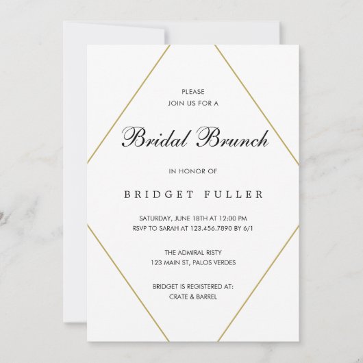 Invitation Bridget Géométrique Moderne Brunch nuptial (Devant)