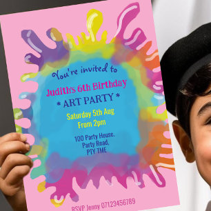 Invitation Bright and Colorful désordre jouer enfants fête d'