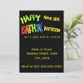 Invitation Bright and Happy Birthday Nom personnalisé (Debout devant)