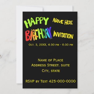 Invitation Bright and Happy Birthday Nom personnalisé