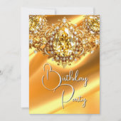 Invitation Bright Anniversaire Fête Soie Jaune bijou or (Devant)