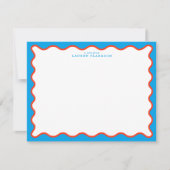 Invitation Bright Aqua & Tangerine Wavy Note Card (Devant)