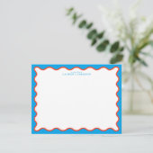 Invitation Bright Aqua & Tangerine Wavy Note Card (Debout devant)