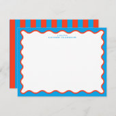Invitation Bright Aqua & Tangerine Wavy Note Card (Devant / Derrière)