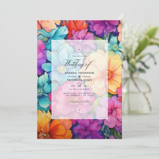 Invitation Bright Array Floral Mariage été (Debout devant)