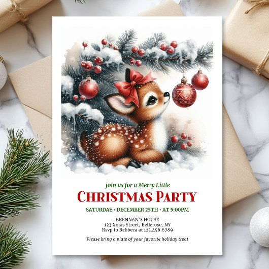Invitation Bright baby fawn Christmas kids invite digital 