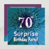 Invitation Bright Blue Daisy 70e Modèle d'anniversaire surpri (Devant / Derrière)