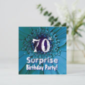 Invitation Bright Blue Daisy 70e Modèle d'anniversaire surpri (Debout devant)
