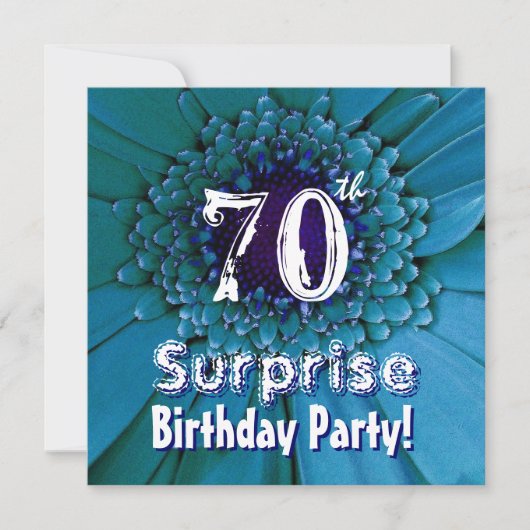 Invitation Bright Blue Daisy 70e Modèle d'anniversaire surpri (Devant)