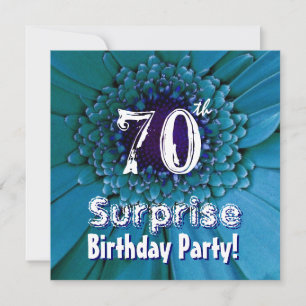 Invitation Bright Blue Daisy 70e Modèle d'anniversaire surpri