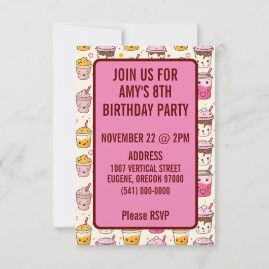 Invitation Bright Boba Tea Motif (Devant)