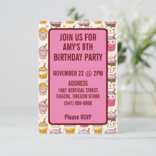 Invitation Bright Boba Tea Motif