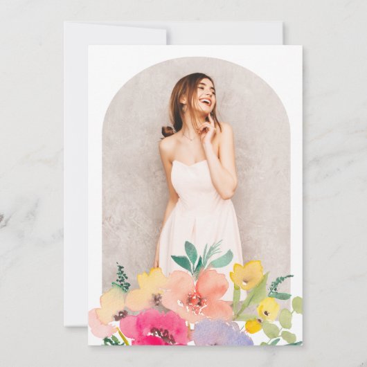 Invitation Bright bold boho jardin fleuri graduation (Dos)