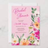Invitation Bright bold fleurs sauvages script douche de marié (Devant)