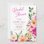 Invitation Bright bold fleurs sauvages script douche de marié (Devant)
