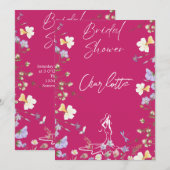 Invitation Bright bold fleurs sauvages script douche de marié (Devant / Derrière)