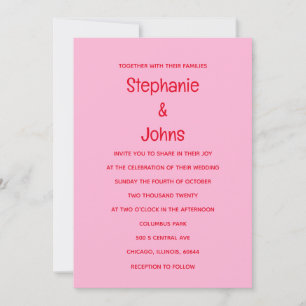 Invitation Bright Bold Floral Orange rose Mariage coloré