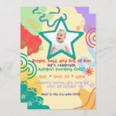 Invitation Bright, bold, fun 1st Birthday (Devant / Derrière)