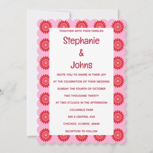 Invitation Bright Bold Orange rose rétro Floral Boho Mariage (Devant)
