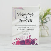 Invitation Bright Bold rose & violet Floral Mariage soleil (Debout devant)