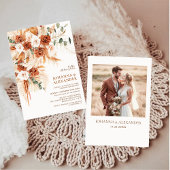 Invitation Bright Bold Terracotta Bohemian Photo Wedding 
