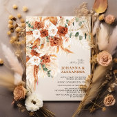 Invitation Bright Bold Terracotta Bohemian Photo Wedding 